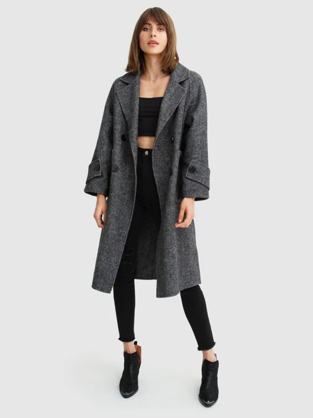 Belle & Bloom Rumor Has It Wool Blend Oversized Coat ~ Charcoal Size L NWT $300